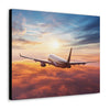 Jet Flying Over Clouds at Sunset Canvas Gallery Wrap
