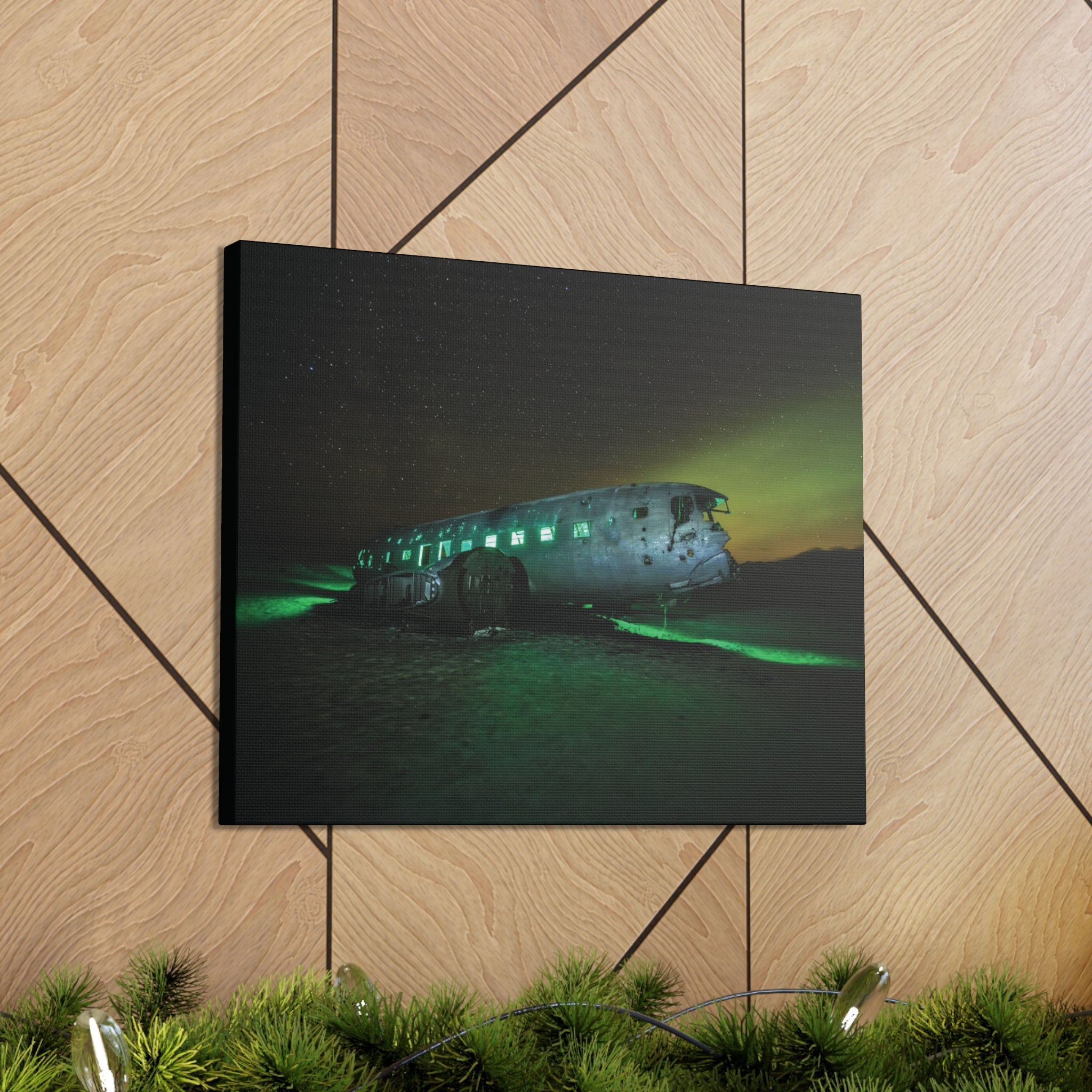 Glowing Abandoned Plane Hull Canvas Gallery Wrap