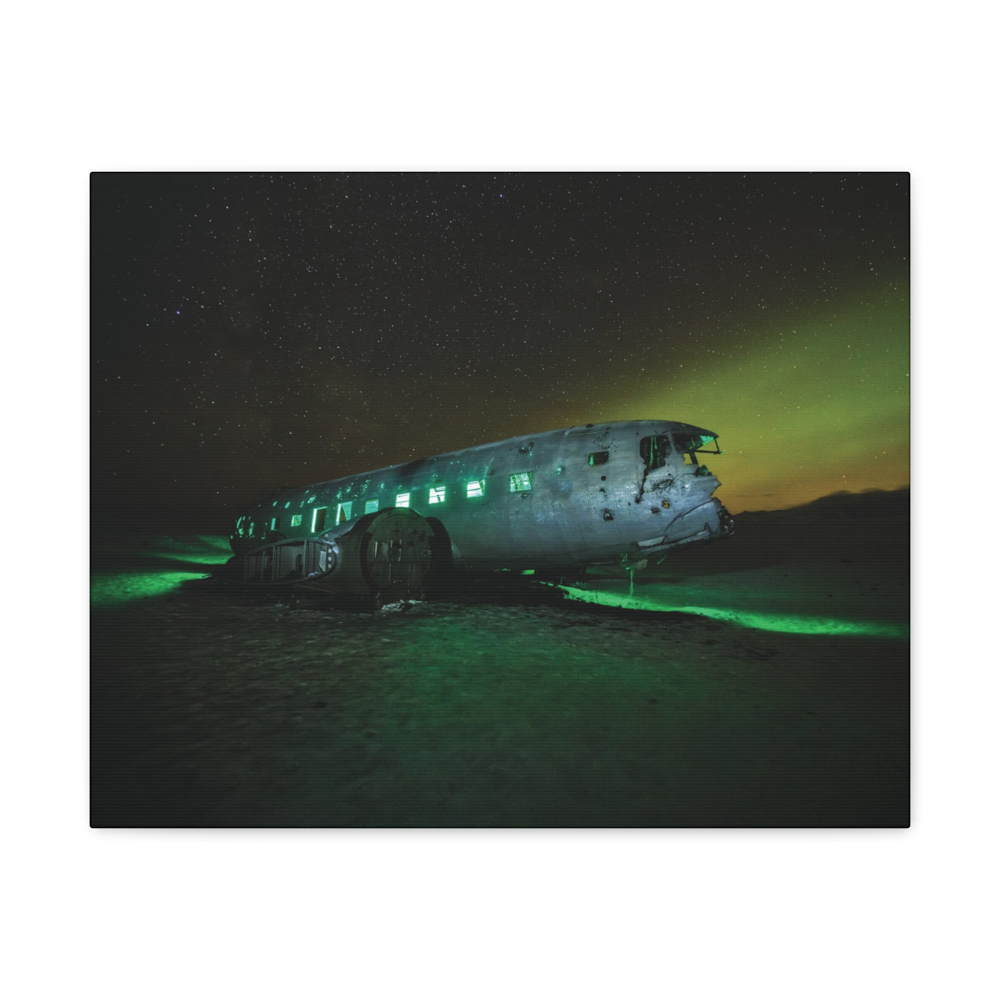 Glowing Abandoned Plane Hull Canvas Gallery Wrap