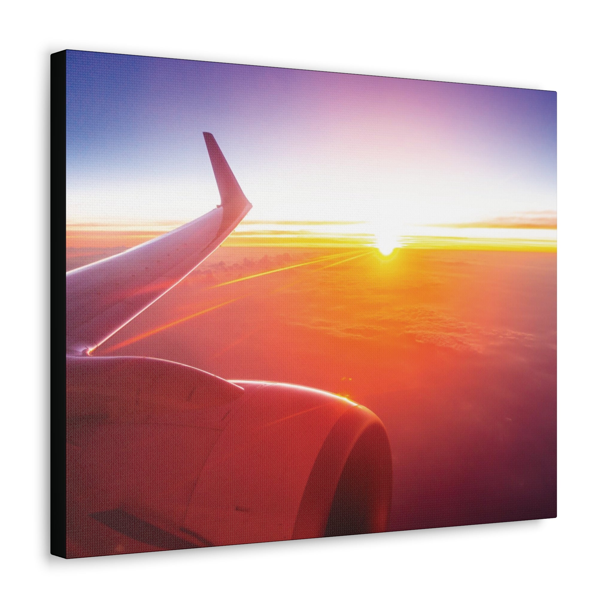 Airplane Window Sunset View Canvas Gallery Wrap