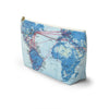 Vintage Airline Route Map T-Bottom Accessory Pouch