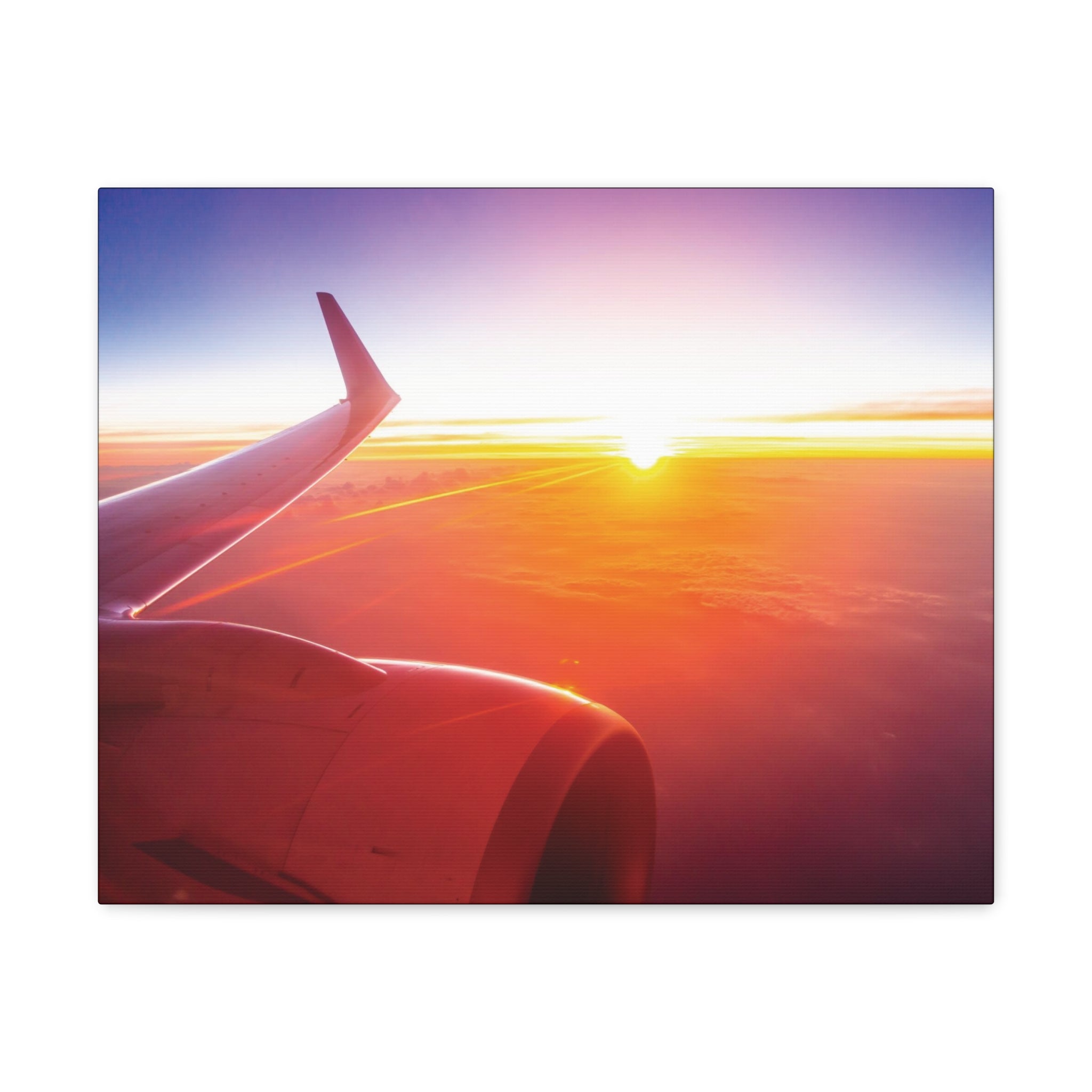 Airplane Window Sunset View Canvas Gallery Wrap