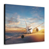 Airplane Cruising at Sunset Canvas Gallery Wrap