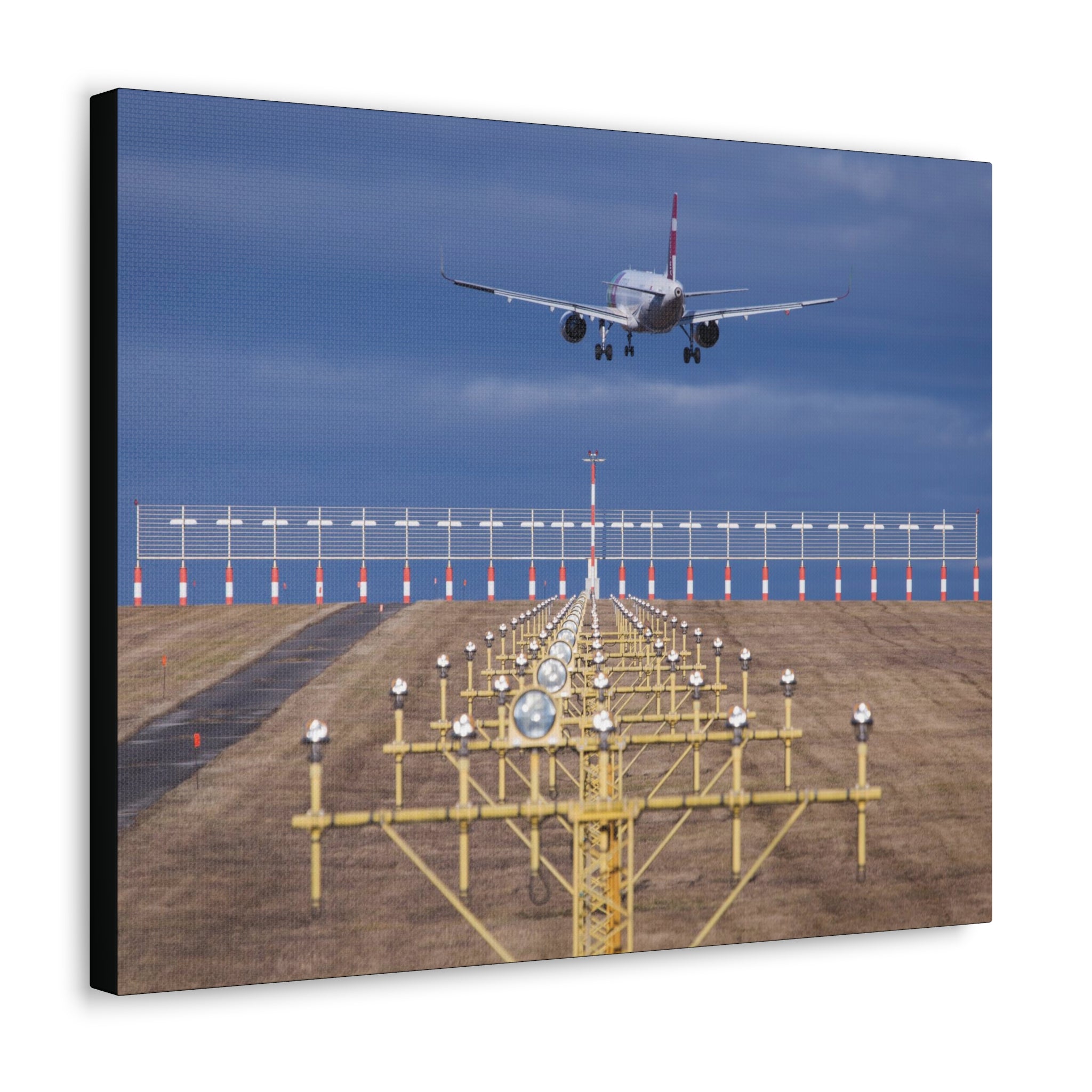 Commercial Jet Landing & Approach Lights Canvas Gallery Wrap