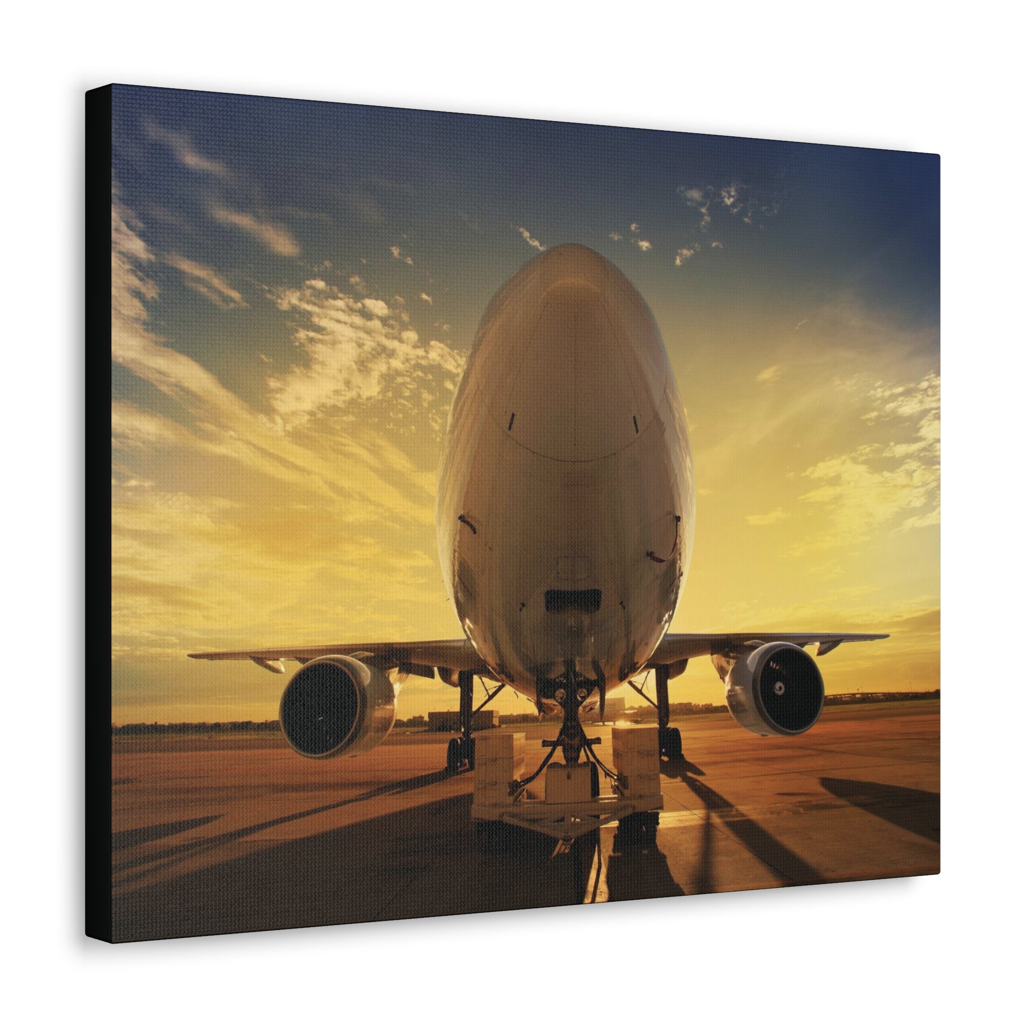 Commercial Jet Sunset Canvas Gallery Wrap