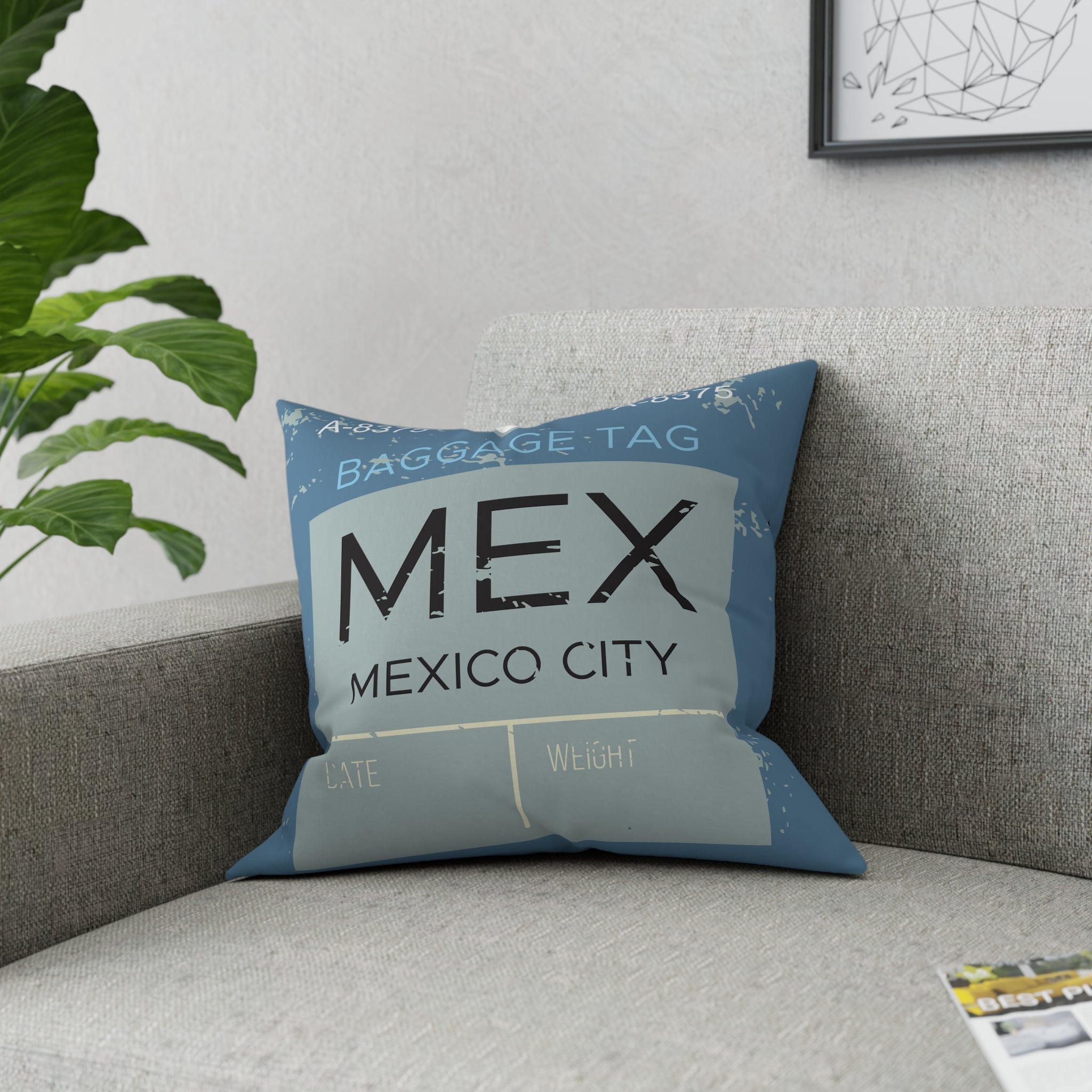 Airport Code (MEX) Broadcloth Pillow