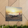 Commercial Jet Above Clouds at Sunset Canvas Gallery Wrap