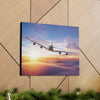 Jumbo Jet Flying Into Sunset Canvas Gallery Wrap