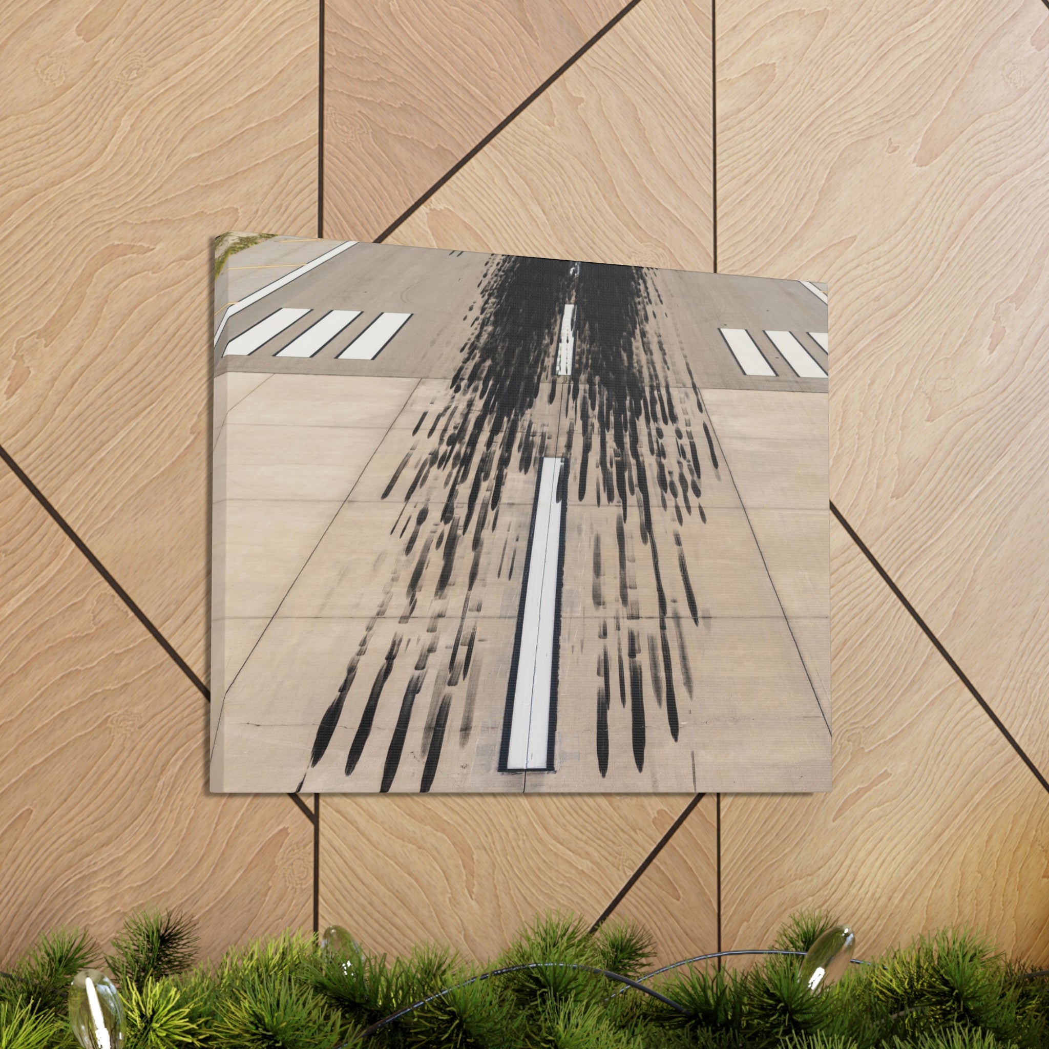 Tire Marks on Runway Canvas Gallery Wrap