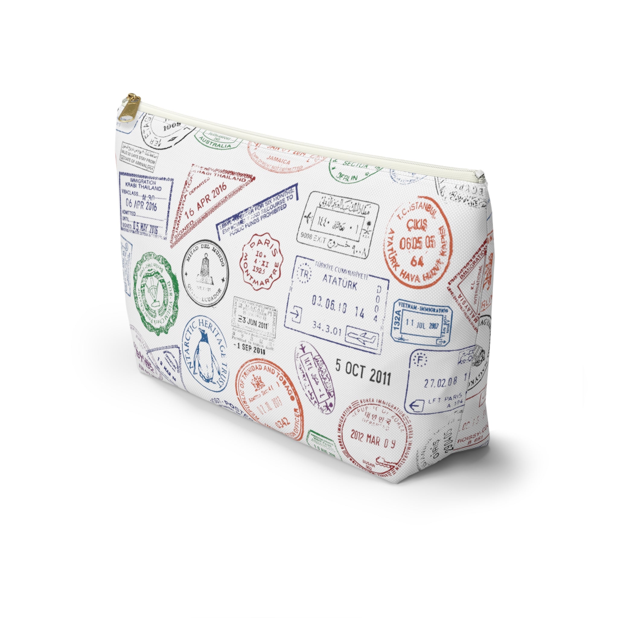 Passport Stamps T-Bottom Accessory Pouch