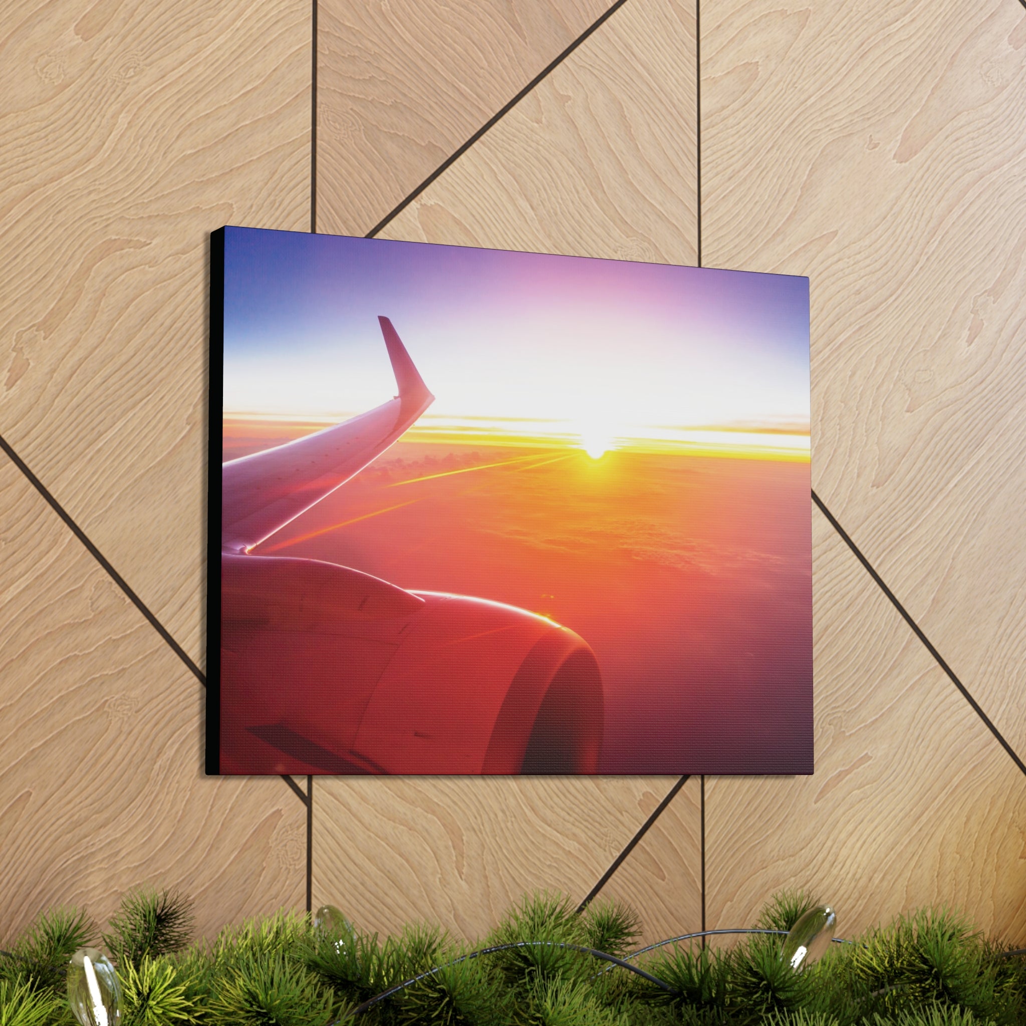 Airplane Window Sunset View Canvas Gallery Wrap