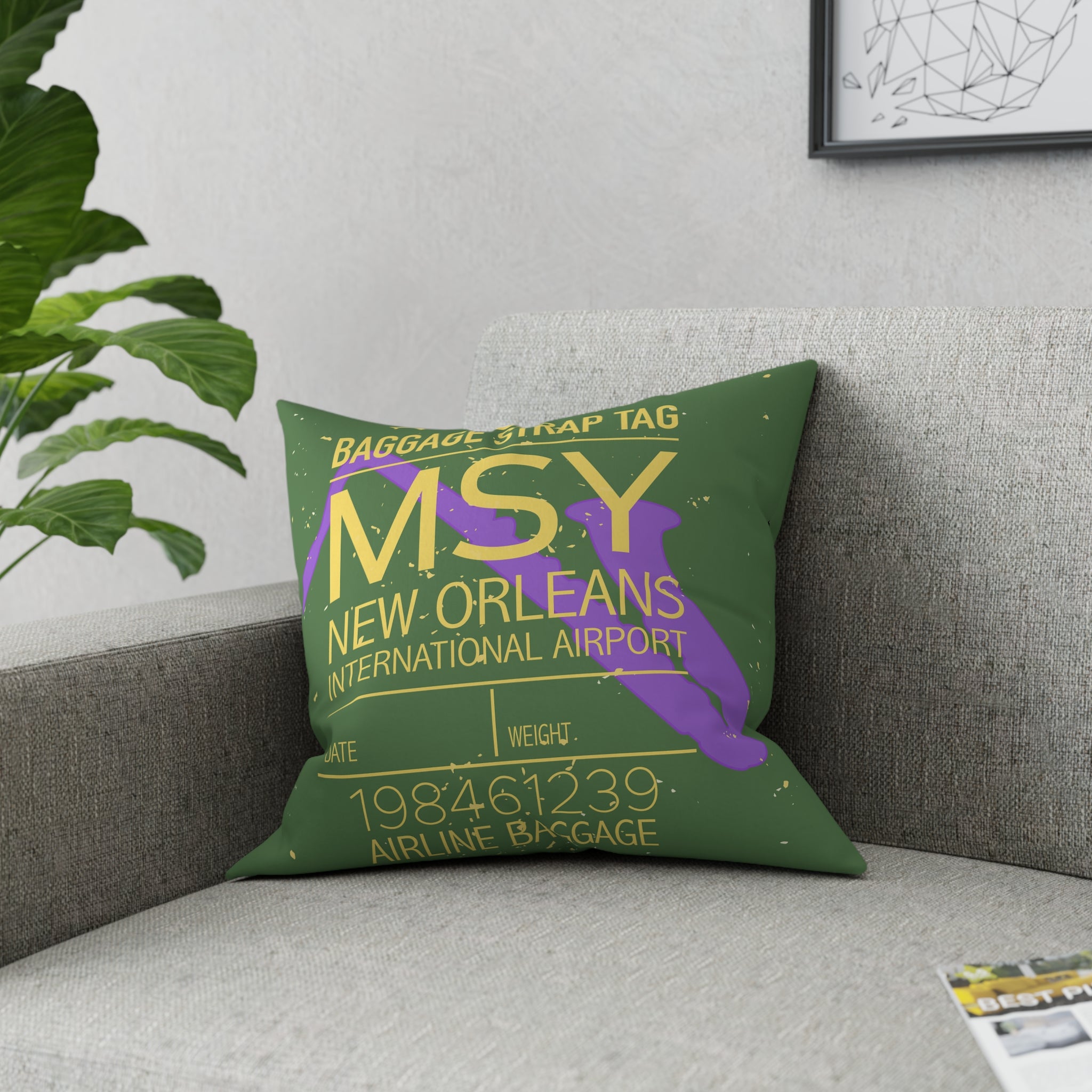 Airport Code (MSY) Broadcloth Pillow