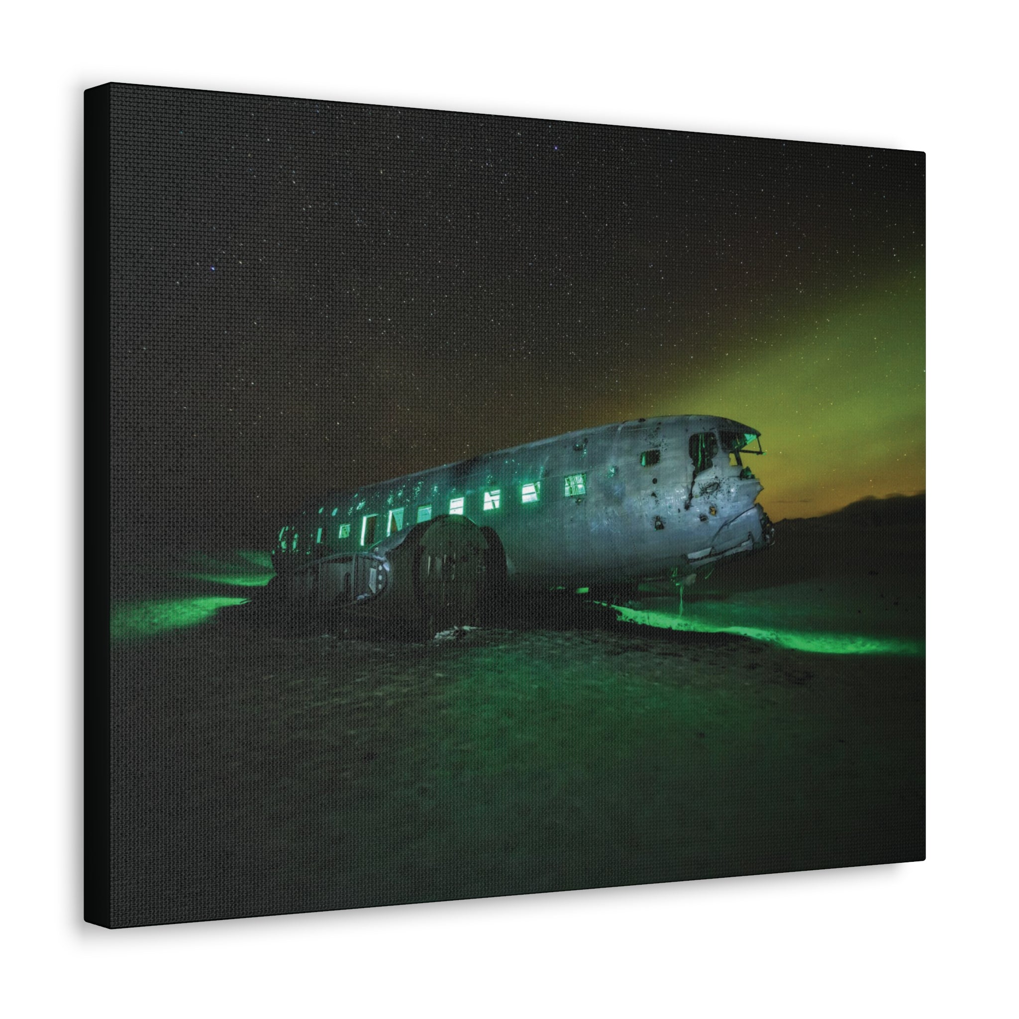 Glowing Abandoned Plane Hull Canvas Gallery Wrap